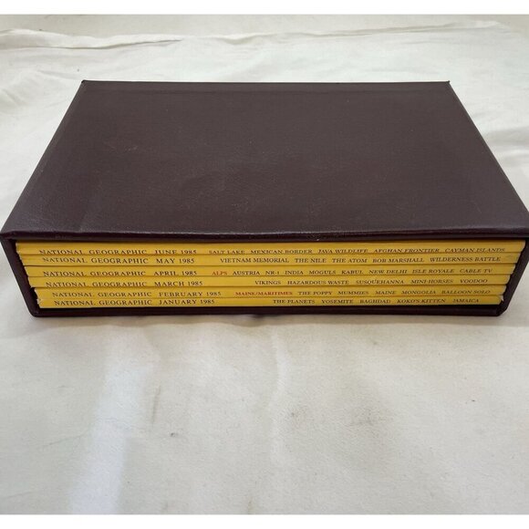 Nat Geo Jan–Jun 1985 Slipcover Lot | History, Wildlife, Adventure Book - Picture 1 of 16